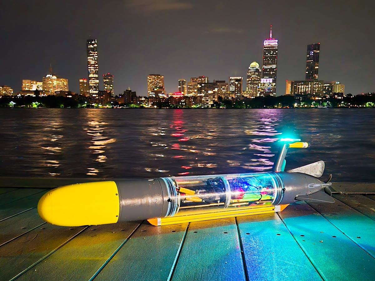 A Spurdog AUV on the dock at the MIT Sailing Pavilion